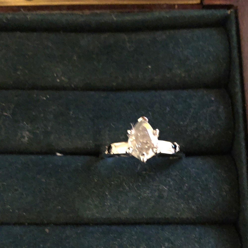Pear-Shaped Clear Stone Silver Ring - Women's Jewelry